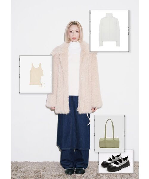 320SHOWROOM(320ショールーム)の「Fake Fur Neckline Hook 4 Button Jacket Beige(ムートンコート・レディース・その他・FREE)」の15枚目の写真