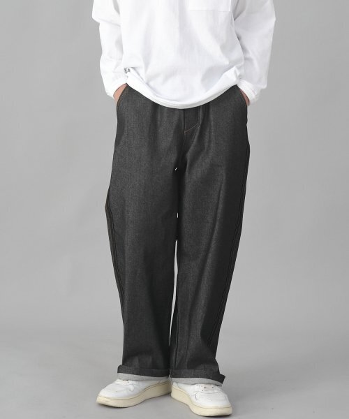 SAINTCREW(セントクルー)の「ブラックPラインEXワイドパンツPLW-341デニムブラック(デニムパンツ・メンズ・その他・MEDIUM/LARGE/X-LARGE)」の1枚目の写真