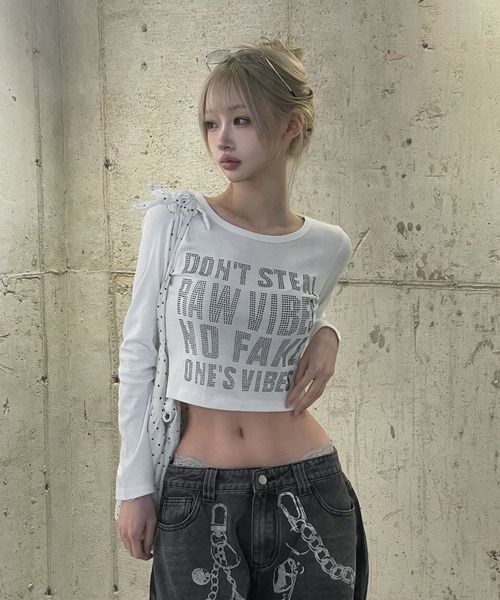 レタリングクロップドトップス（Tシャツ/カットソー）｜KsG