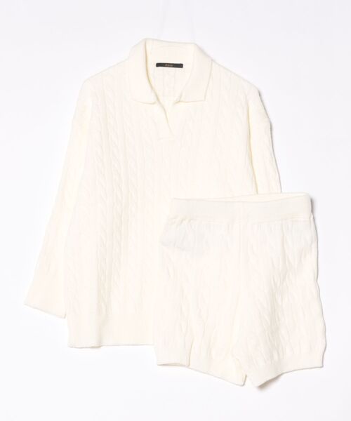 Ritzy(リッツィー)の「ケーブル編みオーバーサイズ トップス+ショートパンツ ニットセット(ニット/セーター・レディース・グレー/ブラック/ホワイト・FREE)」の15枚目の写真