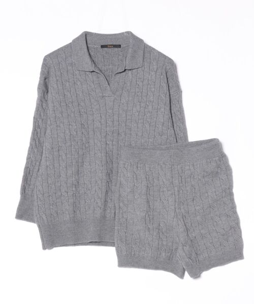 Ritzy(リッツィー)の「ケーブル編みオーバーサイズ トップス+ショートパンツ ニットセット(ニット/セーター・レディース・グレー/ブラック/ホワイト・FREE)」の17枚目の写真