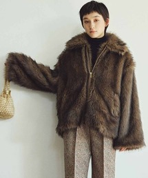 MEDE19F フェイクファージャケット〈ミックスダークブラウン〉