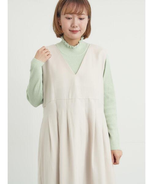 Samansa Mos2（サマンサ モスモス）の「【マシンウォッシャブル】もちもちリブフリルタートルネックニット（ニット/セーター・レディース・モカ/ブラック/オフホワイト/グリーン・F）」の5枚目の写真