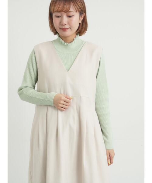 Samansa Mos2（サマンサ モスモス）の「【マシンウォッシャブル】もちもちリブフリルタートルネックニット（ニット/セーター・レディース・モカ/ブラック/オフホワイト/グリーン・F）」の6枚目の写真