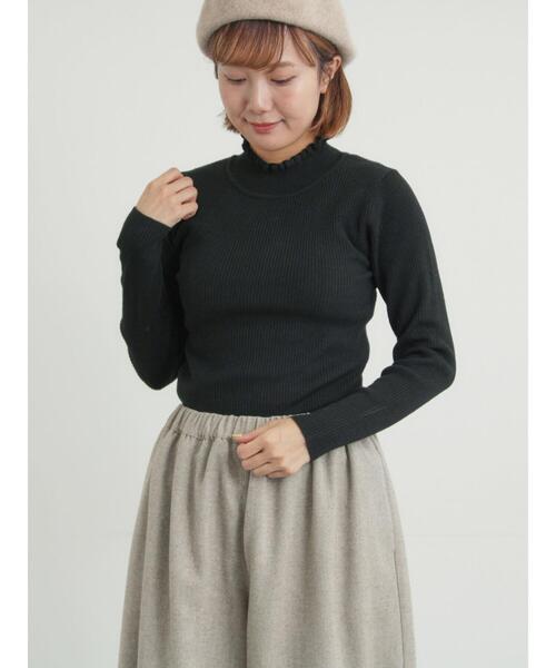 Samansa Mos2（サマンサ モスモス）の「【マシンウォッシャブル】もちもちリブフリルタートルネックニット（ニット/セーター・レディース・モカ/ブラック/オフホワイト/グリーン・F）」の18枚目の写真