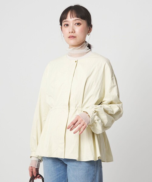 size SHORTあり］ウエスト ギャザー ブルゾン（ブルゾン）｜green