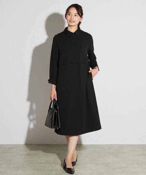 MELROSE claire(メルローズ クレール)の「【MELROSE CLAIRE noir】入卒園式・卒入学式・カットジョーゼットウエスト切り替えワンピース(一部WEB限定サイズ)(ワンピース・レディース・ブラック/ライトグレー/ダークネイビー・5/4/3/2/1)」の2枚目の写真