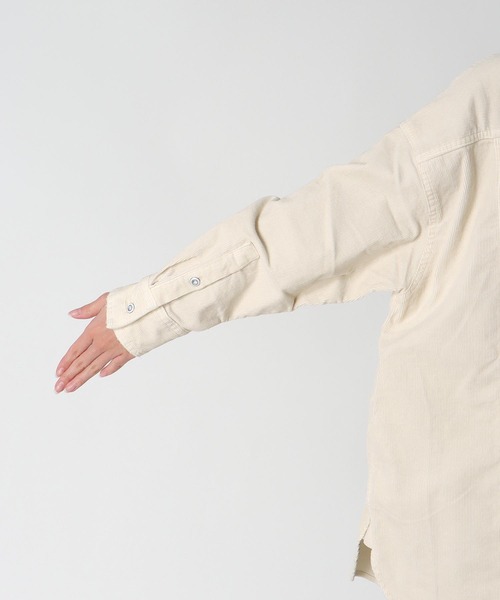 Healthy denim(ヘルシーデニム)の「Almond オーバーコーデュロイシャツ【Healthy Denim/ヘルシーデニム】(シャツ/ブラウス・レディース・ブラウン/アイボリー・36)」の9枚目の写真