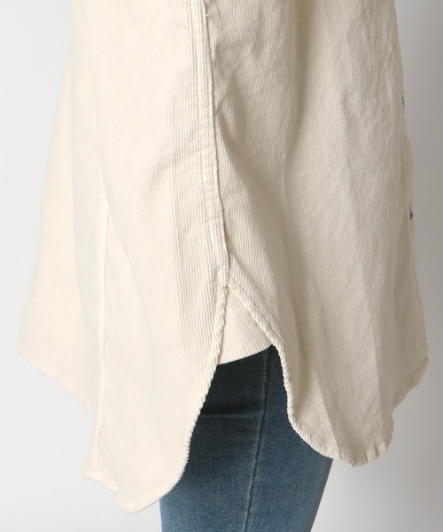 Healthy denim(ヘルシーデニム)の「Almond オーバーコーデュロイシャツ【Healthy Denim/ヘルシーデニム】(シャツ/ブラウス・レディース・ブラウン/アイボリー・36)」の10枚目の写真