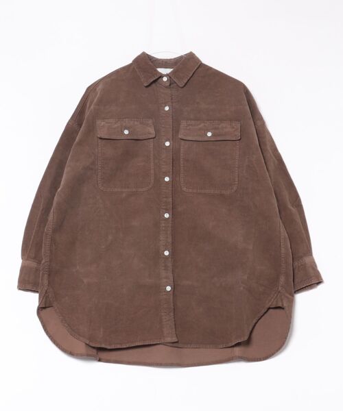 Healthy denim(ヘルシーデニム)の「Almond オーバーコーデュロイシャツ【Healthy Denim/ヘルシーデニム】(シャツ/ブラウス・レディース・ブラウン/アイボリー・36)」の22枚目の写真