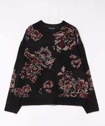 【RS】【many men many mind】モヘアタッチ総柄ルーズシルエットジャガードクルーネック