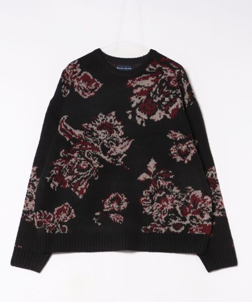 ARCHIVER(アーカイバ)の「【RS】【many men many mind】モヘアタッチ総柄ルーズシルエットジャガードクルーネック(ニット/セーター・メンズ・ブラック/ネイビー/ブルー・LARGE/MEDIUM)」の2枚目の写真