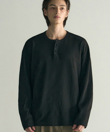 ROTEMBER（ローテンバー）の「リブヘンリーネックニットTシャツ[ブラック]（Tシャツ/カットソー）」