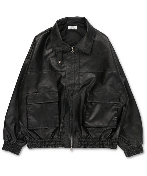 SPINNS（スピンズ）の「ヴィンテージムード漂う 合皮A2ジャケット（その他アウター・レディース・ブラウン/ブラック・ONESIZE）」の3枚目の写真