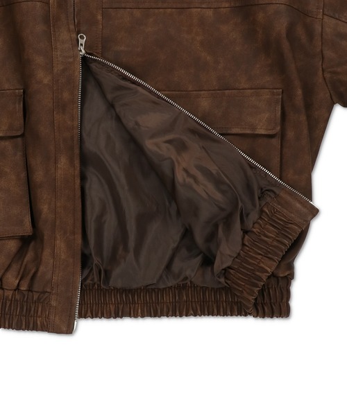 SPINNS（スピンズ）の「ヴィンテージムード漂う 合皮A2ジャケット（その他アウター・レディース・ブラウン/ブラック・ONESIZE）」の6枚目の写真