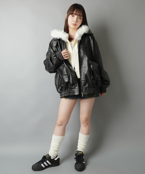 SPINNS（スピンズ）の「ヴィンテージムード漂う 合皮A2ジャケット（その他アウター・レディース・ブラウン/ブラック・ONESIZE）」の14枚目の写真