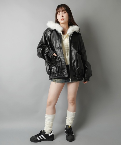 SPINNS（スピンズ）の「ヴィンテージムード漂う 合皮A2ジャケット（その他アウター・レディース・ブラウン/ブラック・ONESIZE）」の16枚目の写真