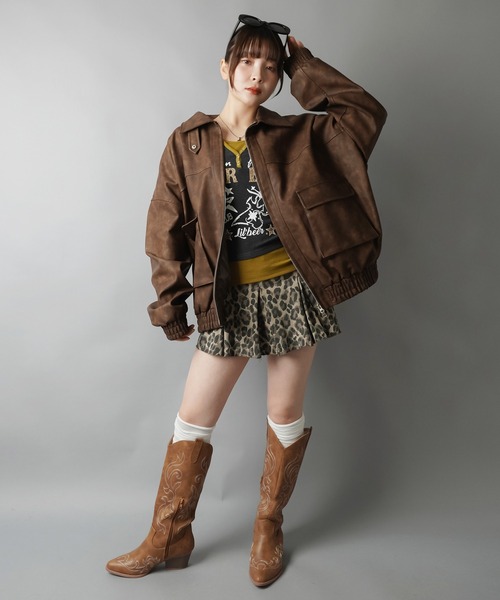 SPINNS（スピンズ）の「ヴィンテージムード漂う 合皮A2ジャケット（その他アウター・レディース・ブラウン/ブラック・ONESIZE）」の19枚目の写真