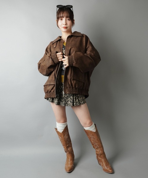 SPINNS（スピンズ）の「ヴィンテージムード漂う 合皮A2ジャケット（その他アウター・レディース・ブラウン/ブラック・ONESIZE）」の21枚目の写真