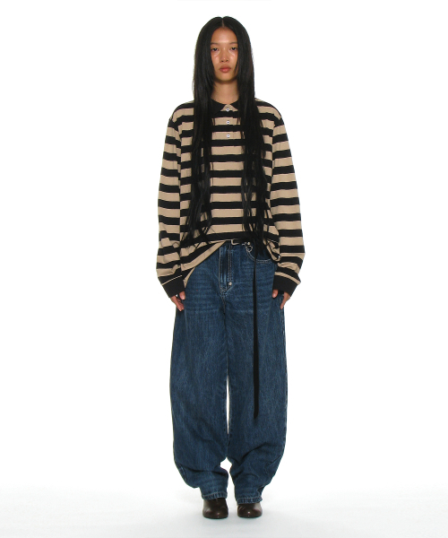 PARTIMENTO WOMEN（パルティメントウィメン）の「チーム76パッチストライプポロTシャツ_ブラック（ポロシャツ・レディース・その他・ONE SIZE）」の2枚目の写真