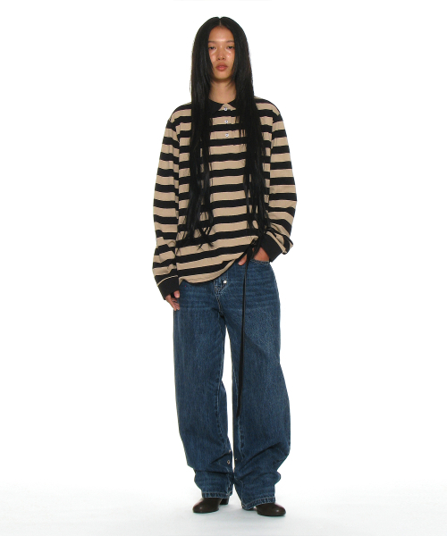 PARTIMENTO WOMEN（パルティメントウィメン）の「チーム76パッチストライプポロTシャツ_ブラック（ポロシャツ・レディース・その他・ONE SIZE）」の5枚目の写真