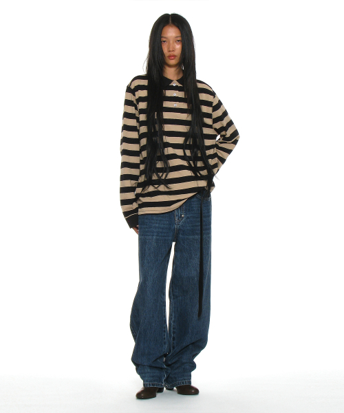 PARTIMENTO WOMEN（パルティメントウィメン）の「チーム76パッチストライプポロTシャツ_ブラック（ポロシャツ・レディース・その他・ONE SIZE）」の6枚目の写真