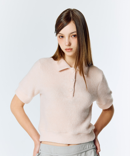 LARTIGENT(ラーティゼン)の「L15 TERRY COLLAR T-SHIRT(PINK)(ニット/セーター・レディース・その他・FREE)」の1枚目の写真