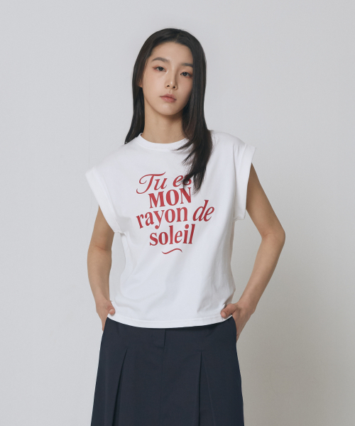 Express Holiday(エクスプレスホリデー)の「ソレイ ロールアップスリーブTシャツ_ホワイト(Tシャツ/カットソー・レディース・その他・ONE SIZE)」の1枚目の写真