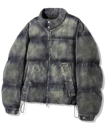 TRILLION（トリリオン）の「デニムウォッシングバイカーパディング_サンドブルー（ダウンジャケット/コート）」