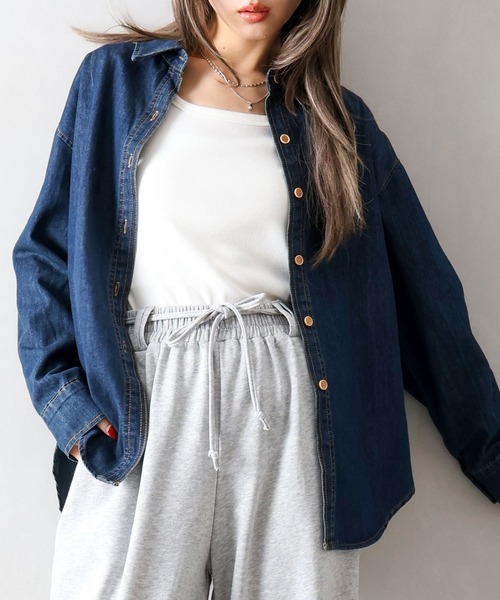 SpRay(スプレイ)の「ライトオンスデニムシャツ(シャツ/ブラウス・レディース・インディゴブルー・FREE)」の20枚目の写真