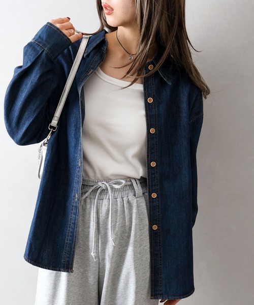 SpRay(スプレイ)の「ライトオンスデニムシャツ(シャツ/ブラウス・レディース・インディゴブルー・FREE)」の22枚目の写真