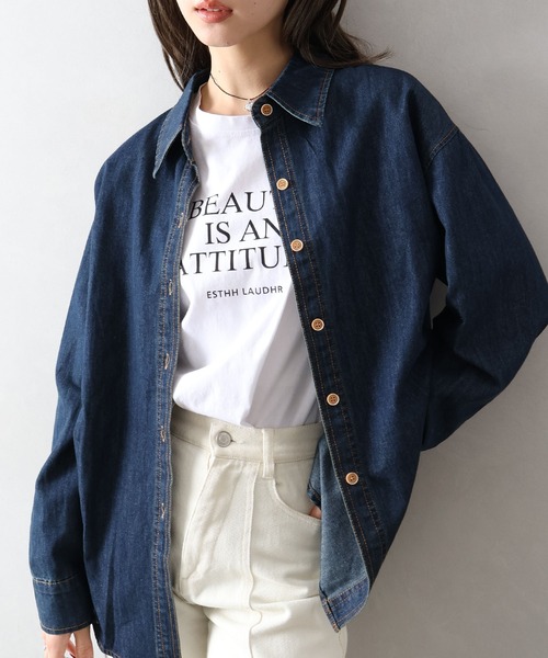 SpRay(スプレイ)の「ライトオンスデニムシャツ(シャツ/ブラウス・レディース・インディゴブルー・FREE)」の8枚目の写真