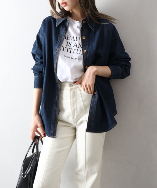 SpRay(スプレイ)の「ライトオンスデニムシャツ(シャツ/ブラウス・レディース・インディゴブルー・FREE)」の11枚目の写真