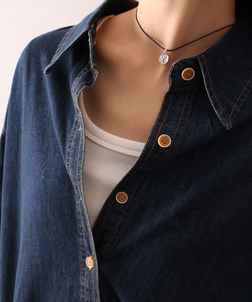 SpRay(スプレイ)の「ライトオンスデニムシャツ(シャツ/ブラウス・レディース・インディゴブルー・FREE)」の14枚目の写真