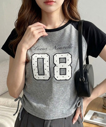 ウィッシュコア ドットナンバリング ラグラン サイドシャーリングTシャツ