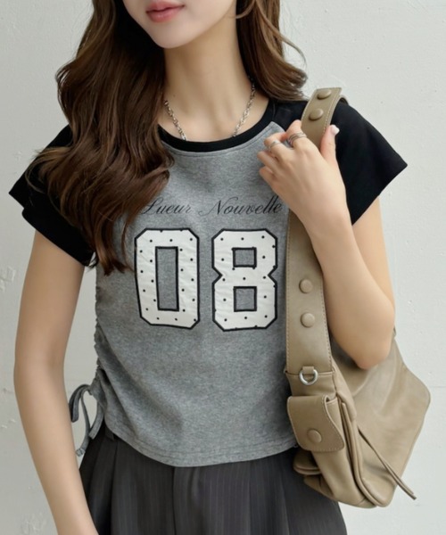 Ada.(エイダ)の「ウィッシュコア ドットナンバリング ラグラン サイドシャーリングTシャツ(Tシャツ/カットソー・レディース・ネイビー×ホワイト/ブルー系その他/ブラック×グレー・FREE)」の15枚目の写真