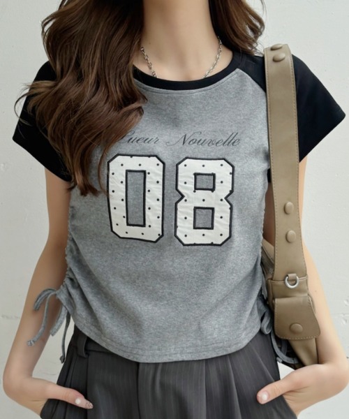 Ada.(エイダ)の「ウィッシュコア ドットナンバリング ラグラン サイドシャーリングTシャツ(Tシャツ/カットソー・レディース・ネイビー×ホワイト/ブルー系その他/ブラック×グレー・FREE)」の14枚目の写真