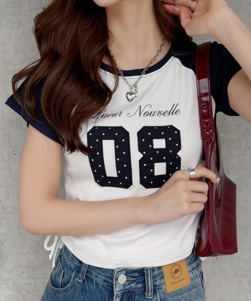 Ada.(エイダ)の「ウィッシュコア ドットナンバリング ラグラン サイドシャーリングTシャツ(Tシャツ/カットソー・レディース・ネイビー×ホワイト/ブルー系その他/ブラック×グレー・FREE)」の19枚目の写真