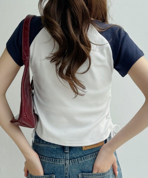 Ada.(エイダ)の「ウィッシュコア ドットナンバリング ラグラン サイドシャーリングTシャツ(Tシャツ/カットソー・レディース・ネイビー×ホワイト/ブルー系その他/ブラック×グレー・FREE)」の8枚目の写真
