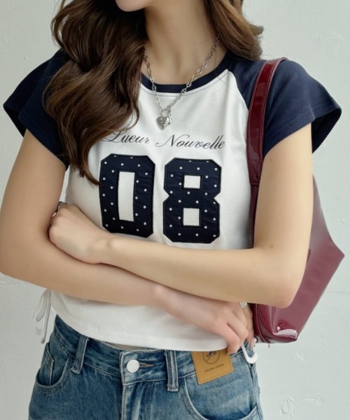 Ada.(エイダ)の「ウィッシュコア ドットナンバリング ラグラン サイドシャーリングTシャツ(Tシャツ/カットソー・レディース・ネイビー×ホワイト/ブルー系その他/ブラック×グレー・FREE)」の17枚目の写真