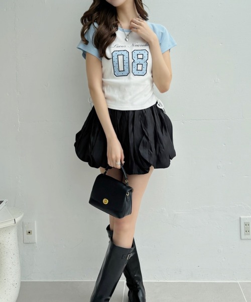 Ada.(エイダ)の「ウィッシュコア ドットナンバリング ラグラン サイドシャーリングTシャツ(Tシャツ/カットソー・レディース・ネイビー×ホワイト/ブルー系その他/ブラック×グレー・FREE)」の13枚目の写真