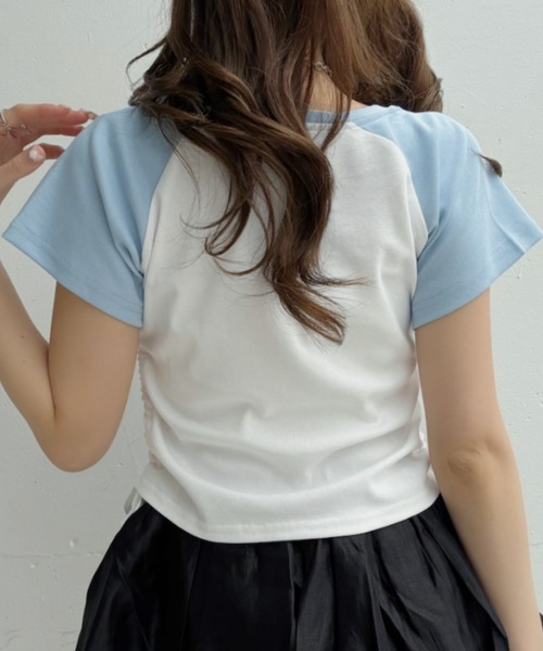 Ada.(エイダ)の「ウィッシュコア ドットナンバリング ラグラン サイドシャーリングTシャツ(Tシャツ/カットソー・レディース・ネイビー×ホワイト/ブルー系その他/ブラック×グレー・FREE)」の12枚目の写真