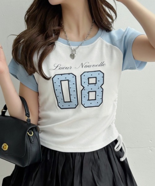 Ada.(エイダ)の「ウィッシュコア ドットナンバリング ラグラン サイドシャーリングTシャツ(Tシャツ/カットソー・レディース・ネイビー×ホワイト/ブルー系その他/ブラック×グレー・FREE)」の10枚目の写真