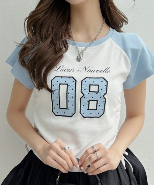 Ada.(エイダ)の「ウィッシュコア ドットナンバリング ラグラン サイドシャーリングTシャツ(Tシャツ/カットソー・レディース・ネイビー×ホワイト/ブルー系その他/ブラック×グレー・FREE)」の21枚目の写真