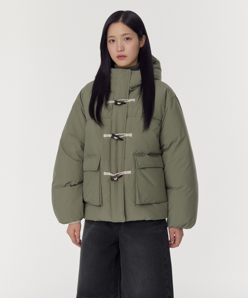 MUSINSA STANDARD WOMAN（ムシンサスタンダードウーマン）の「ウィメンズフード付きダッフルショートパディングパーカー[カーキ]（ダウンジャケット/コート・レディース・その他・SMALL/MEDIUM/X-SMALL/LARGE）」の9枚目の写真