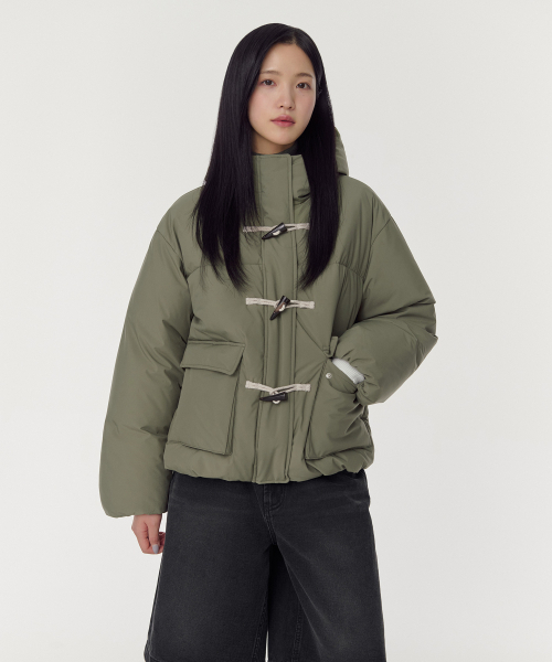 MUSINSA STANDARD WOMAN（ムシンサスタンダードウーマン）の「ウィメンズフード付きダッフルショートパディングパーカー[カーキ]（ダウンジャケット/コート・レディース・その他・SMALL/MEDIUM/X-SMALL/LARGE）」の10枚目の写真
