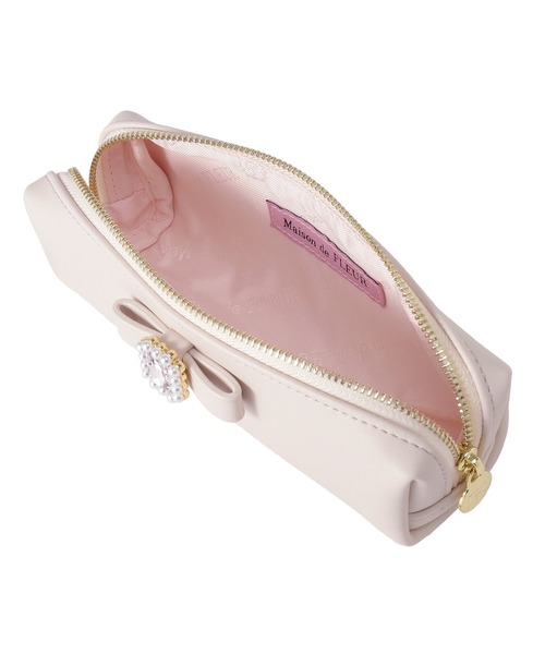 Maison de FLEUR(メゾンドフルール)の「パールビジュー合皮リボンロングポーチ(ポーチ・レディース・ネイビー/ブラック/ピンク/ラベンダー・FREE)」の11枚目の写真