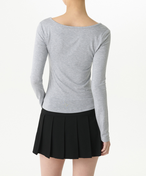MUSINSA STANDARD WOMAN（ムシンサスタンダードウーマン）の「ウィメンズテンセルスリムバレリーナ長袖Tシャツ[ミディアムグレー]（Tシャツ/カットソー・レディース・その他・LARGE/MEDIUM/SMALL/X-SMALL）」の2枚目の写真
