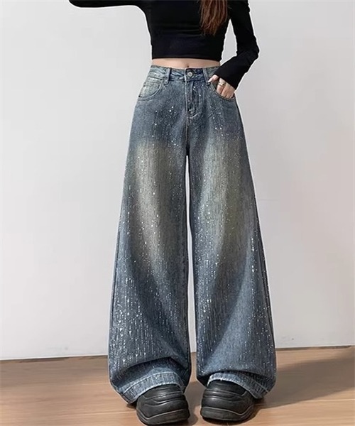 Dream garden(ドリームガーデン)の「キラキララインストーンデニムパンツ(デニムパンツ・レディース・ブルー・S/L/XL/XS/M/2XL)」の1枚目の写真