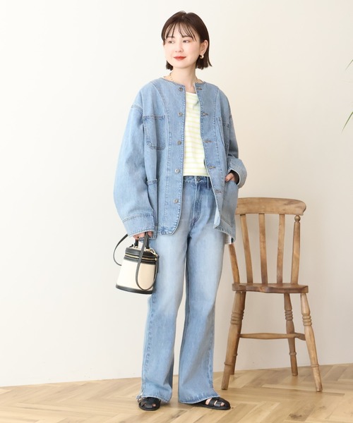 AMERICAN HOLIC（アメリカンホリック）の「セミフレアデニムパンツ（デニムパンツ・レディース・ライトインディゴブルー/ワンウォッシュ・S/M/L）」の6枚目の写真